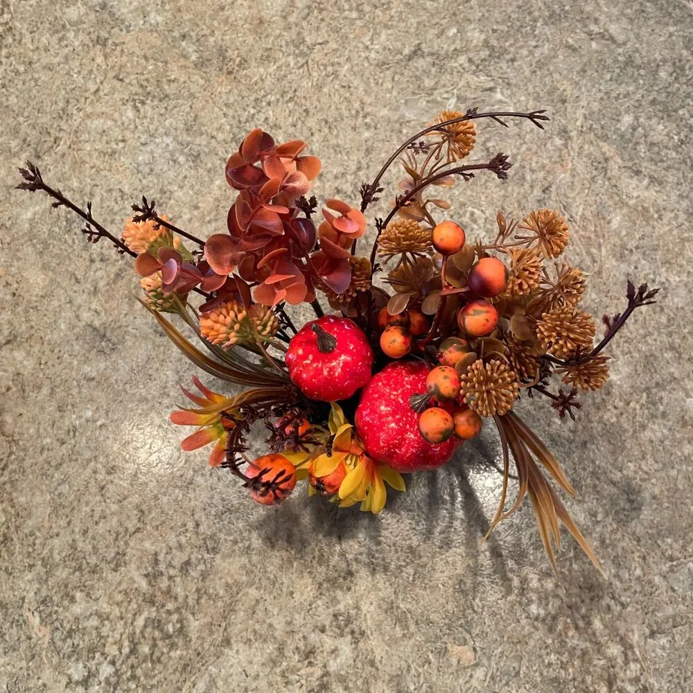 Autumn Tabletop Faux Floral Decor — Neutral Planter